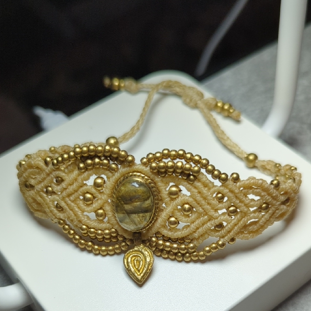 Jewelry Archives - Artisan Gold and Tan Beaded Bracelet